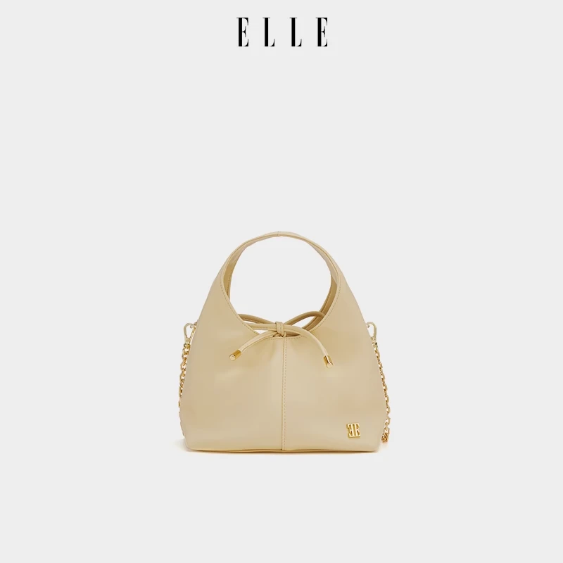 ELLE2025新款蝴蝶结手提水桶包高级感单肩斜挎包手提小包25227