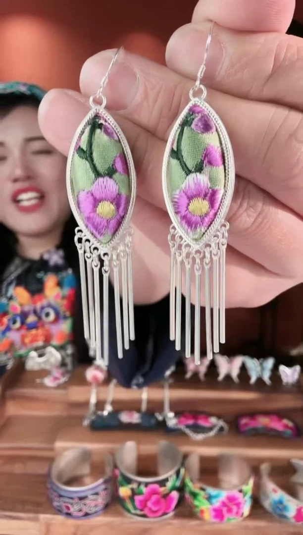 织绣非遗刺绣饰品耳环54
