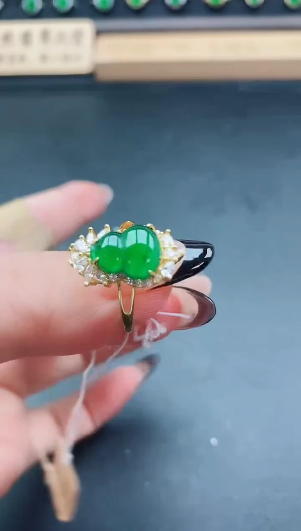 银S925镶嵌戒指翡翠1