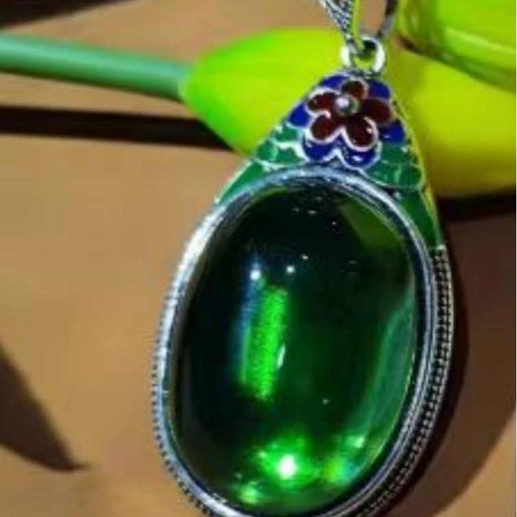 非金属亚克力吊坠 绿韵石蛋形吊坠   AS