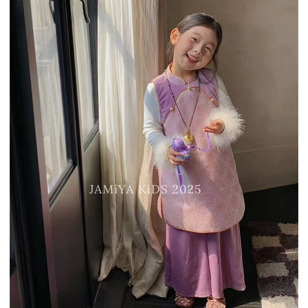 JAMIYA•25秋冬~新款背心旗袍裙OP2265粉紫色
