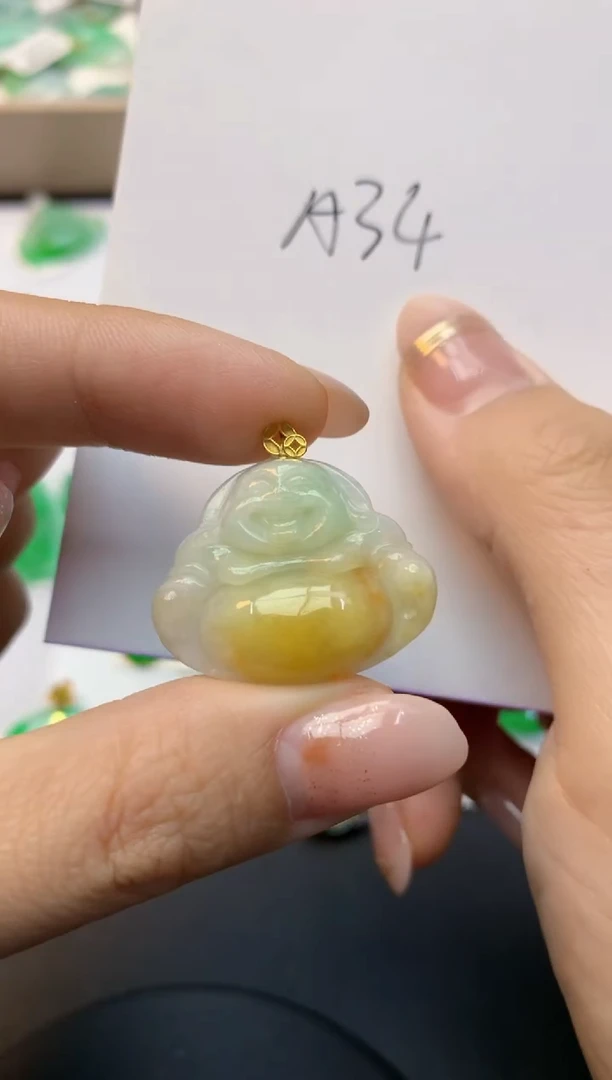 颈饰18K金镶嵌翡翠天然A货缅甸翡翠百元以上9元证书费自理