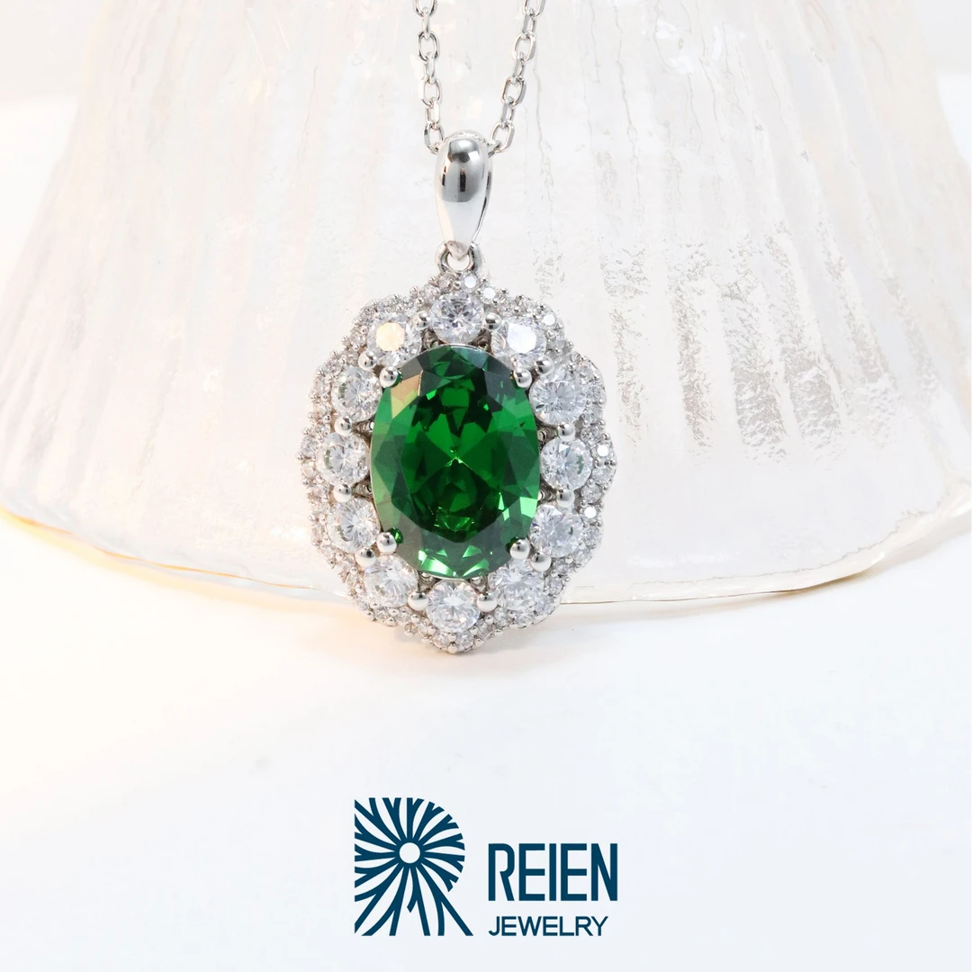 REIEN 坠链均925银合成锆石 经典大气 精致镶嵌 奢华项链ZD997RD