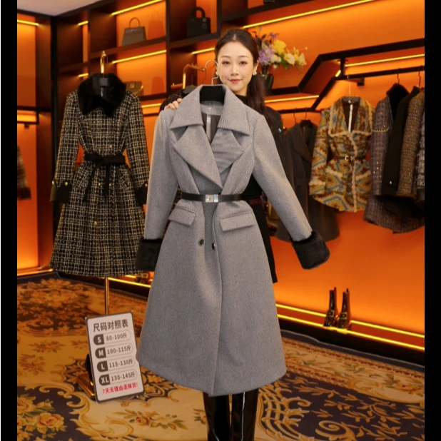 【DG】秋冬气质小香风格子冬季时尚女士收腰羽绒中长款 A050