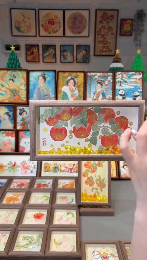 国画元宝好柿 手绘国画横版 28