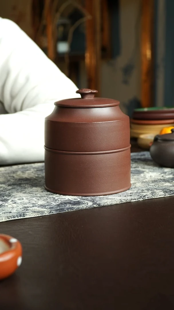 茶杯紫砂90号 新品特惠双层茶叶罐 宜兴紫砂原矿作品