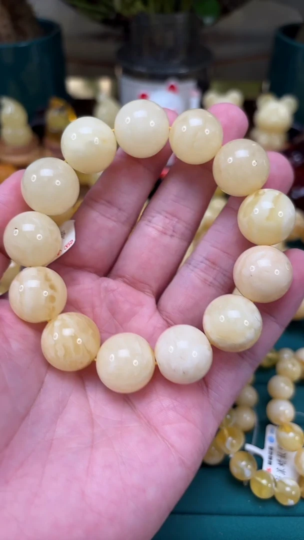 手链蜜蜡未镶嵌【p97】白花蜡微微瑕蜜蜡单圈 40.47克 17+mm