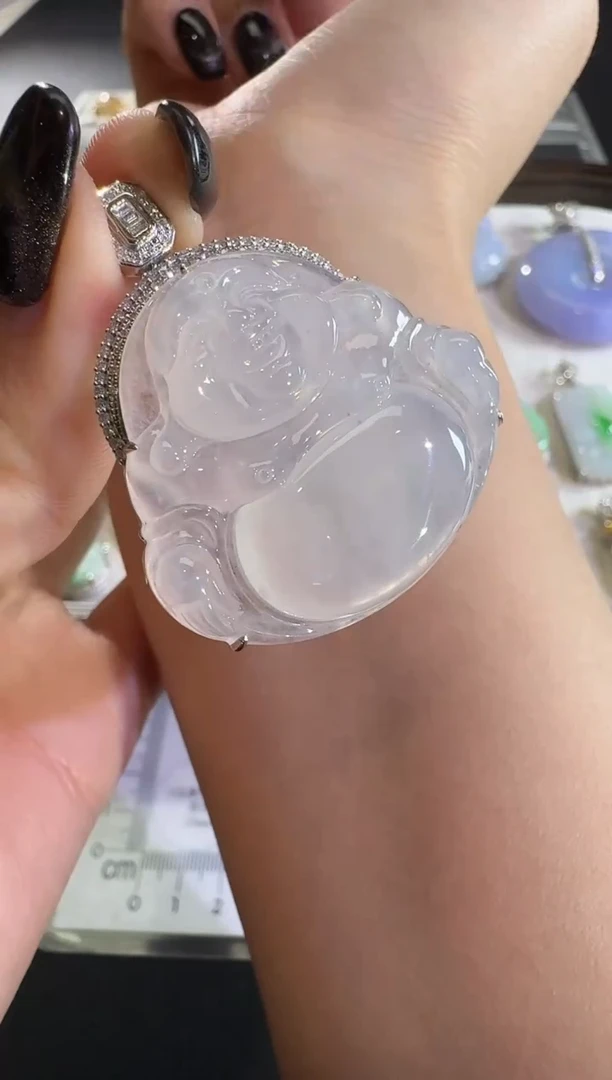 吊坠(不含链)18K金镶嵌翡翠【源头工厂】钻石镶嵌