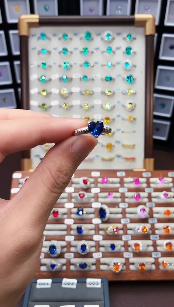 戒指蓝宝石银S925镶嵌1888