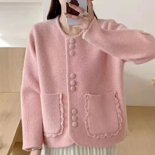 法式高级感排扣毛衣开衫外套女秋冬2025新款软糯针织上衣