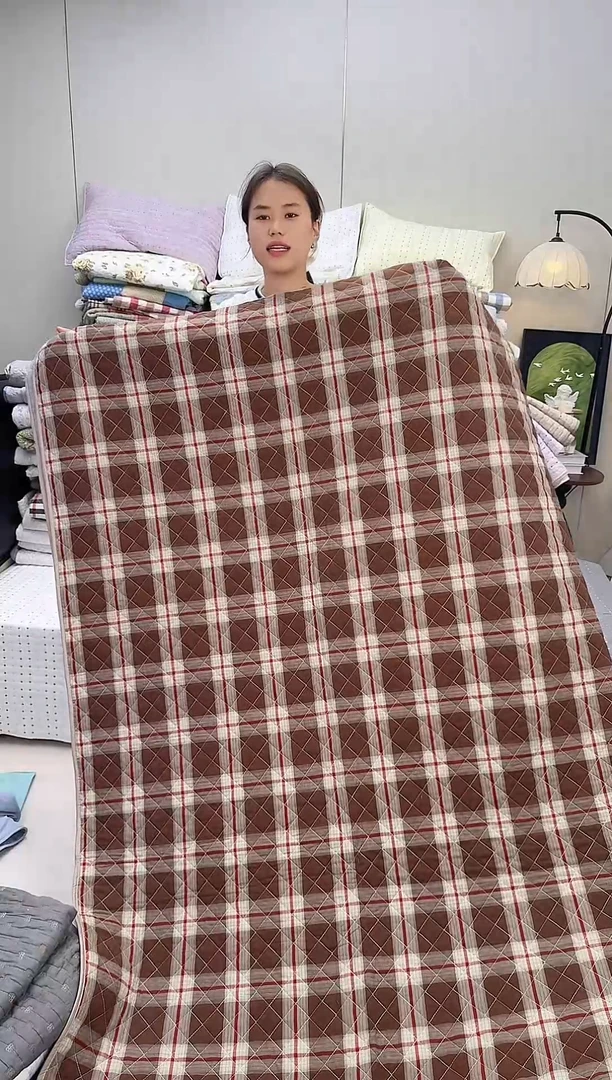 棉纯棉斜纹大宫格230*250床盖
