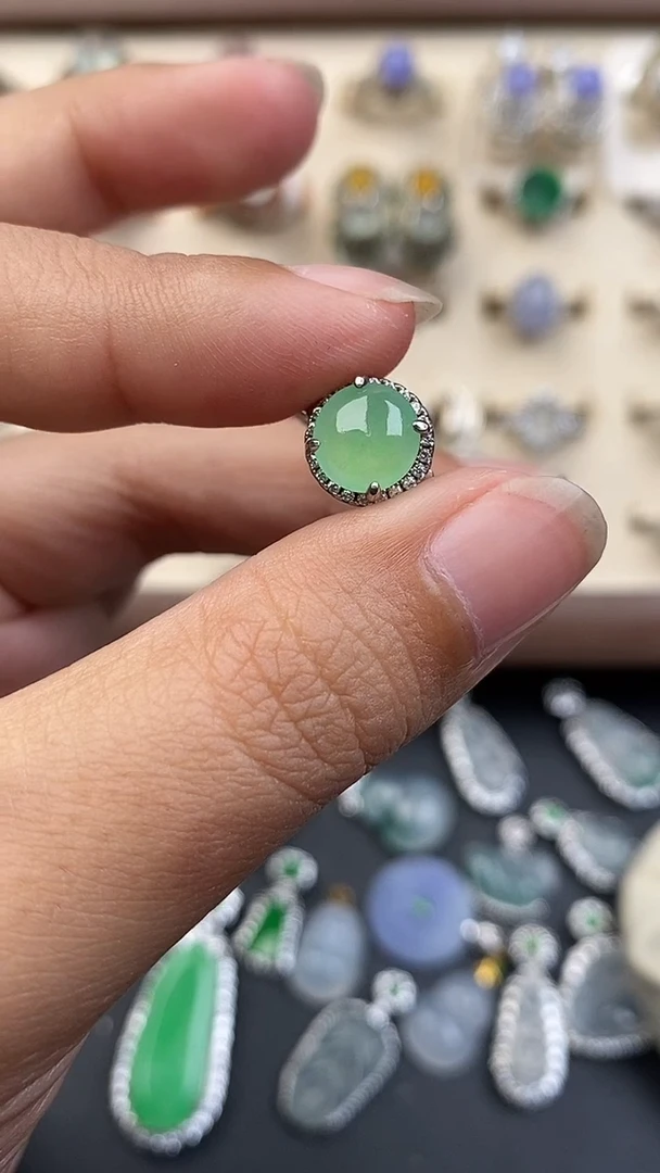 银S925镶嵌定制翡翠663463