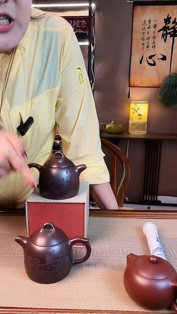 茶壶紫砂石红小鸟秦权【雪】