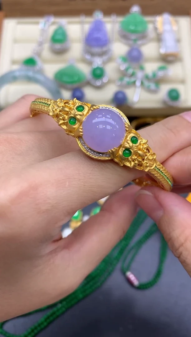 翡翠手镯18K金镶嵌590-中国好珍宝