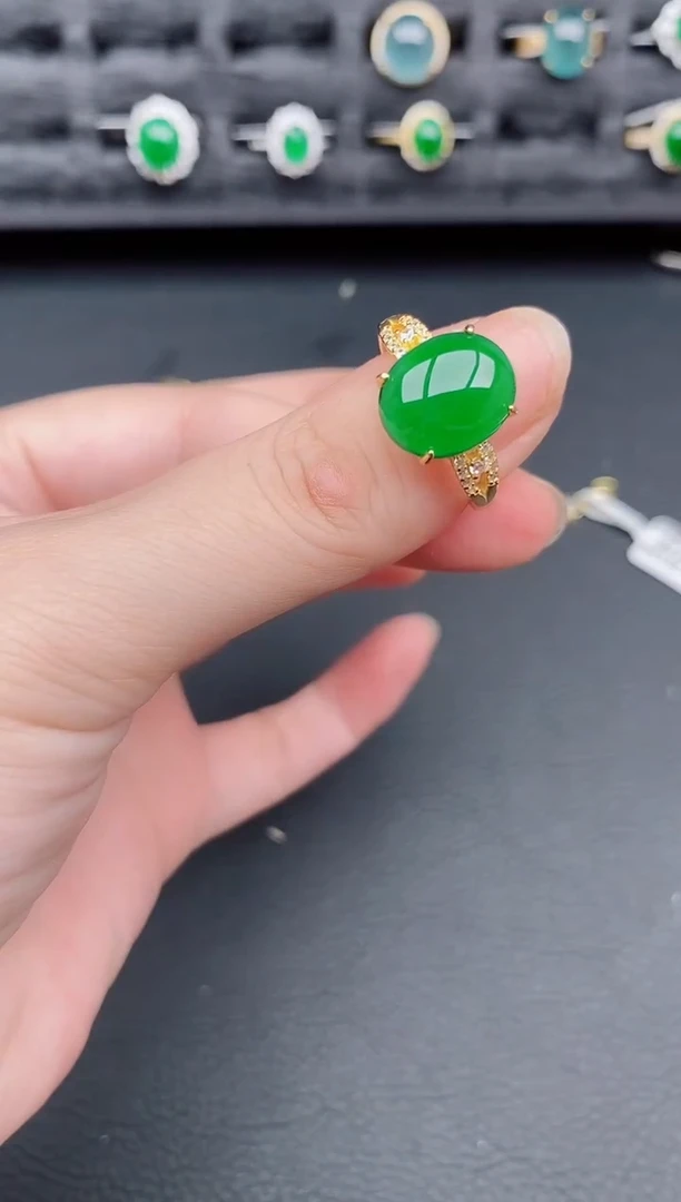 银S925镶嵌戒指翡翠天然a货翡翠250