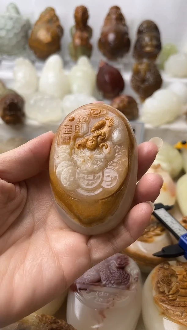 石材方解石棉纹正常不退换貔貅微瑕