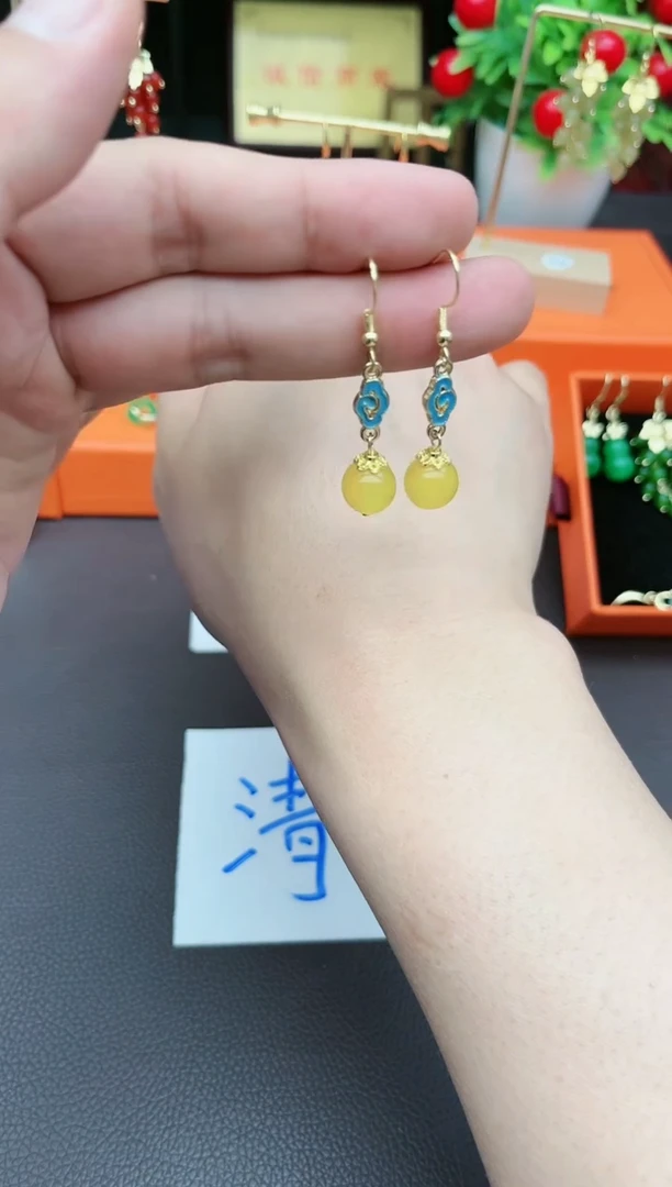 玛瑙/玉髓耳饰银S925镶嵌533000