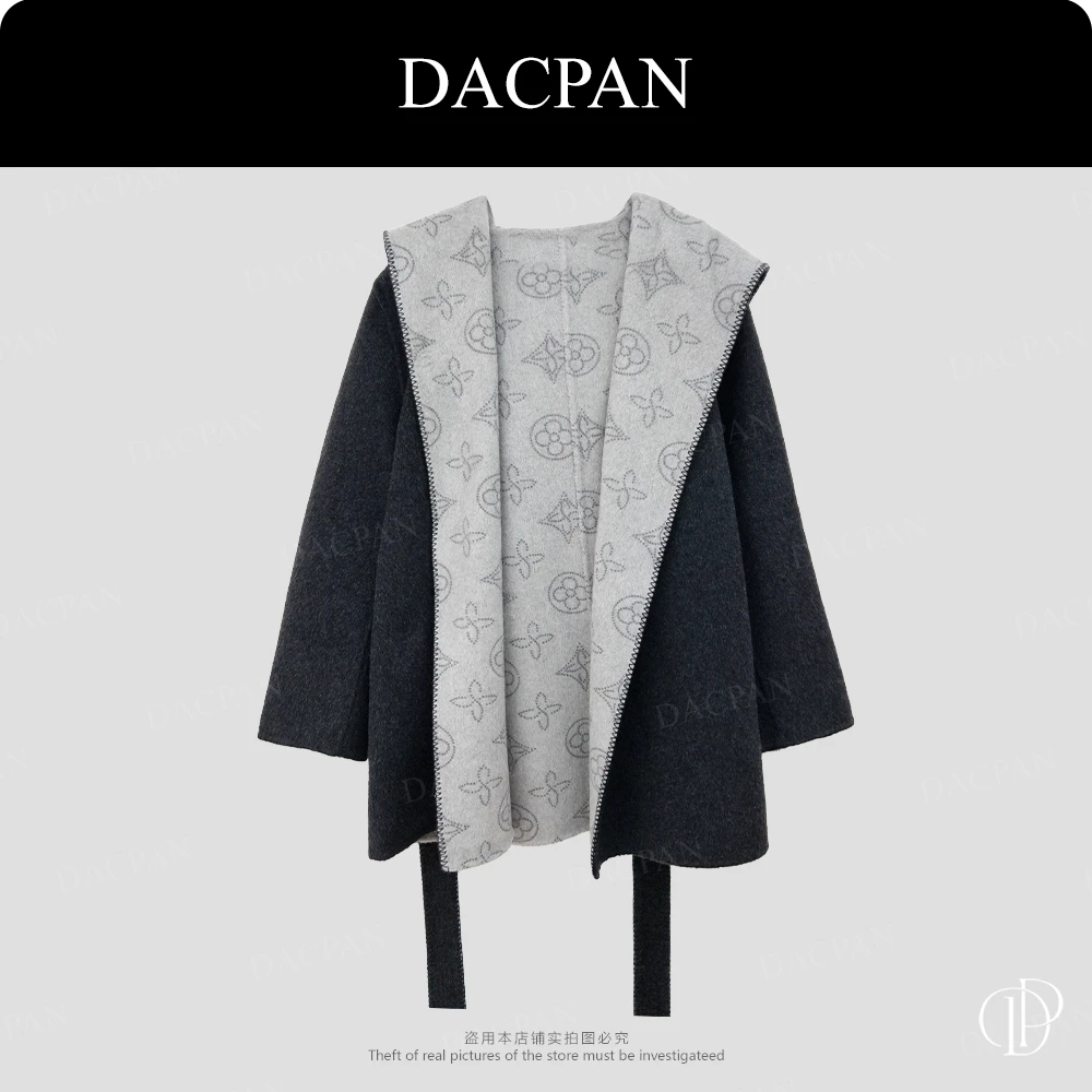 DACPAN-“中古千金”老花羊毛宽松慵懒连帽外套 2025/盼·PP 8236