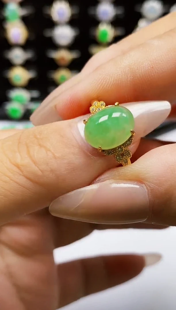 银S925镶嵌戒指翡翠0054