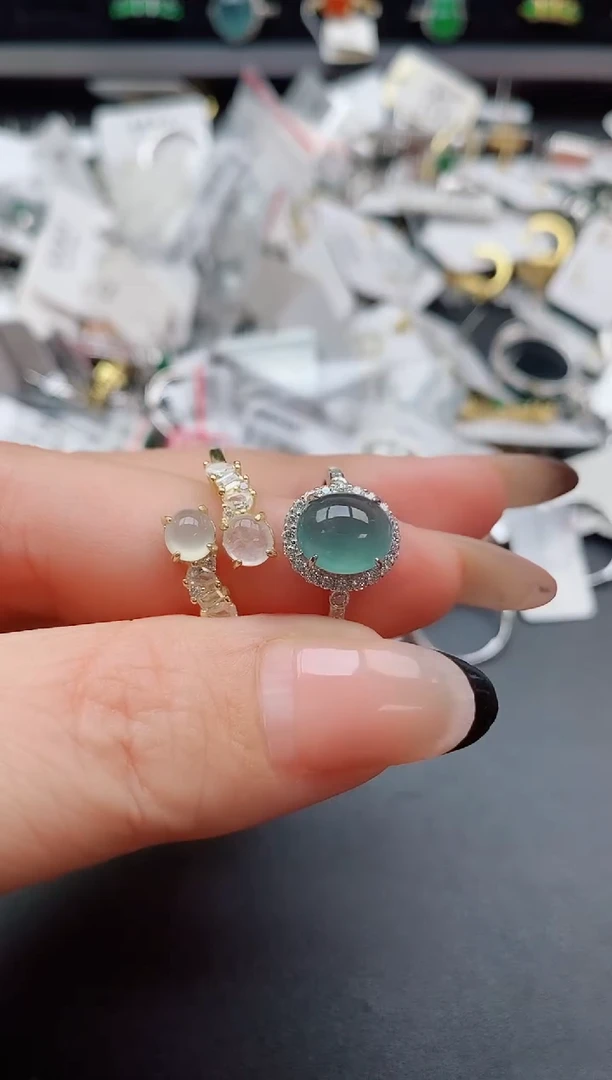 银S925镶嵌戒指翡翠1