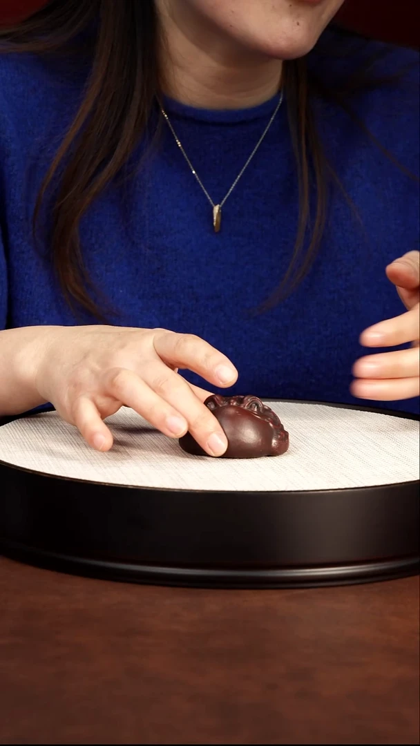 紫砂茶案全手工茶宠 紫泥蟾儿