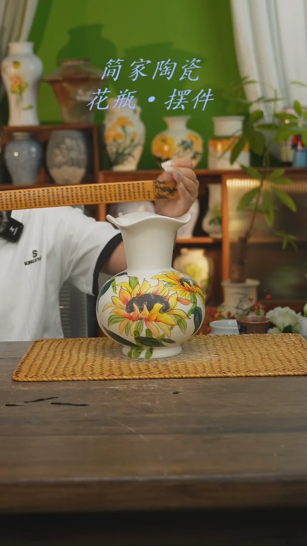 瓷片景德镇纯手工手绘花器摆件