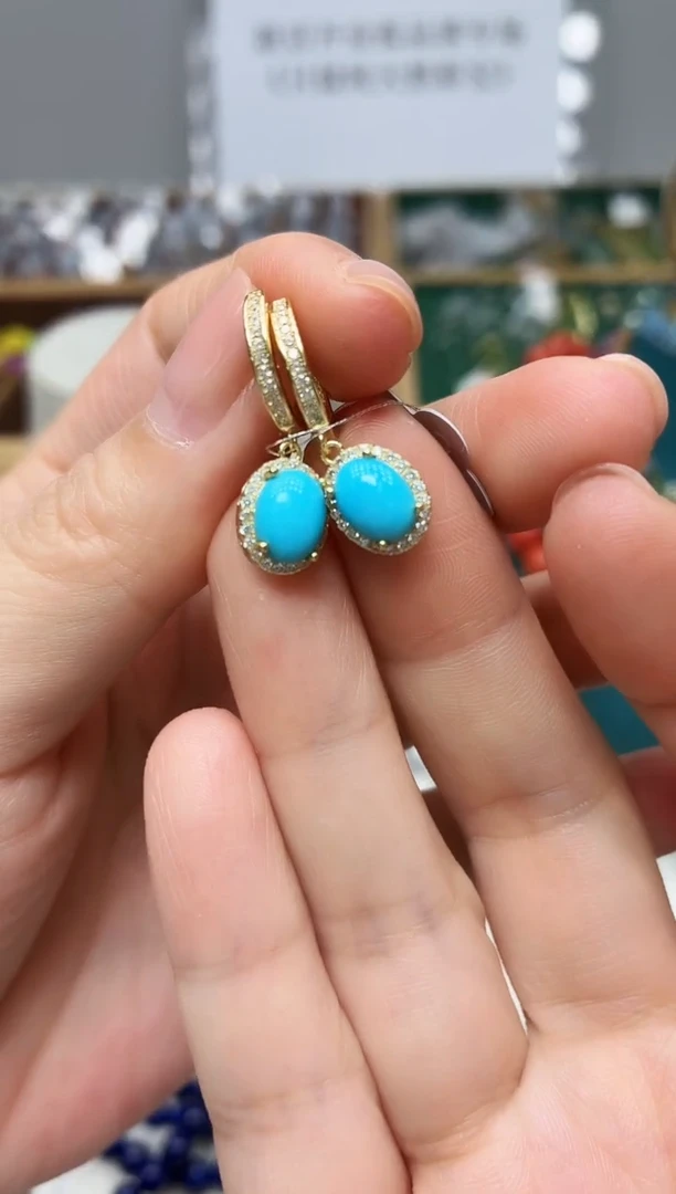 银S925镶嵌绿松石耳饰271BJ1212产品一个（多样性）