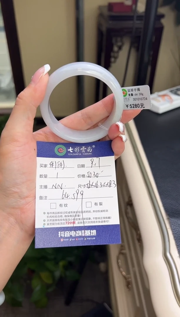 未镶嵌手镯翡翠俐*翡翠手镯白月光