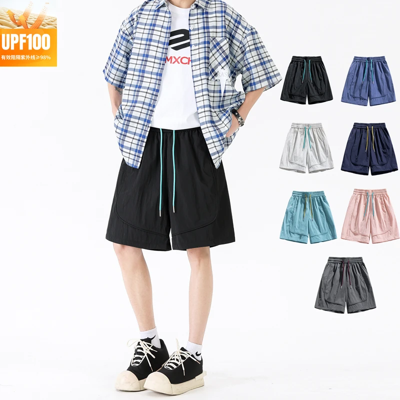 【UPF100+】美式休闲斜切防晒透气凉感防水薄款百搭防晒四分裤