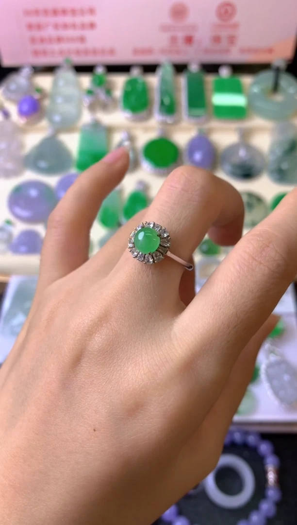 银S925镶嵌戒指翡翠蓉*.戒指