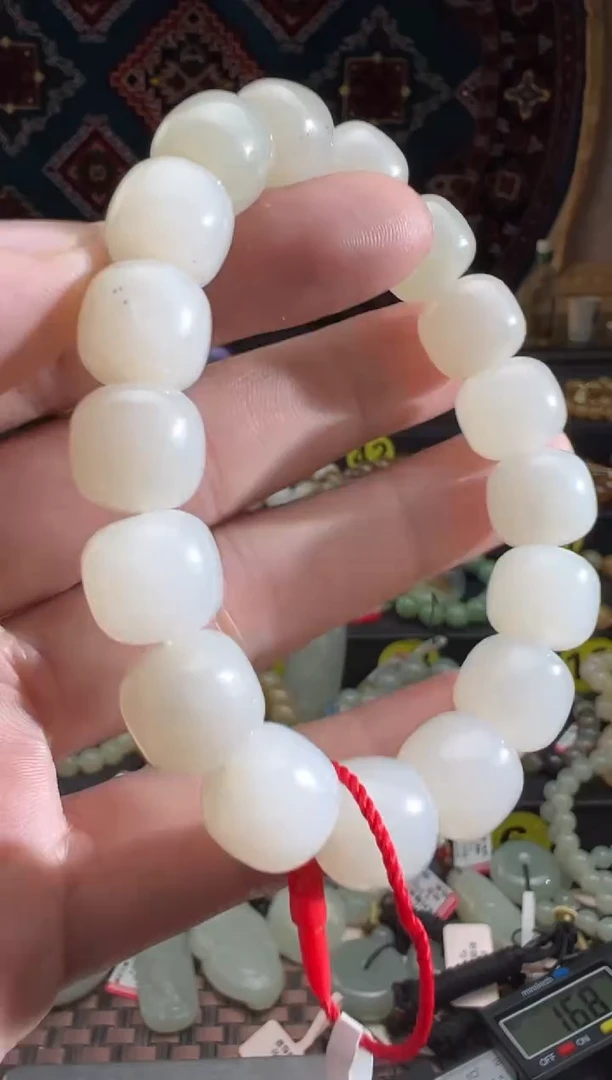 手串未镶嵌和田玉黑山料老型珠手串卡11*12