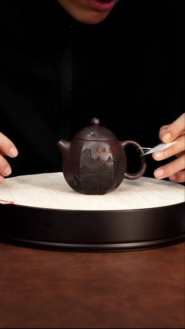 茶壶紫砂宜兴紫砂龙蛋紫泥