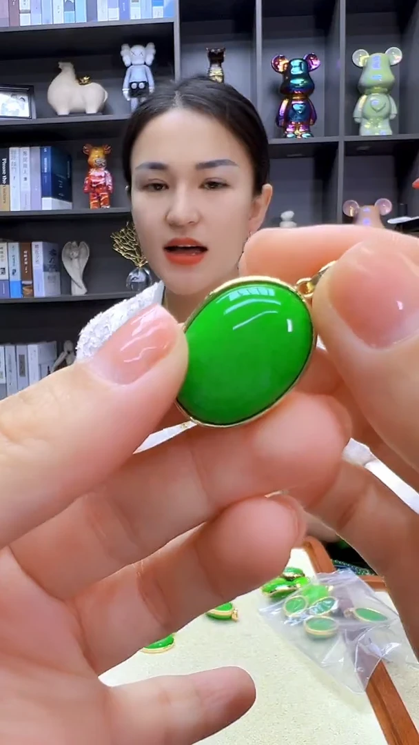 翡翠14K金镶嵌颈饰沉白diy劲饰