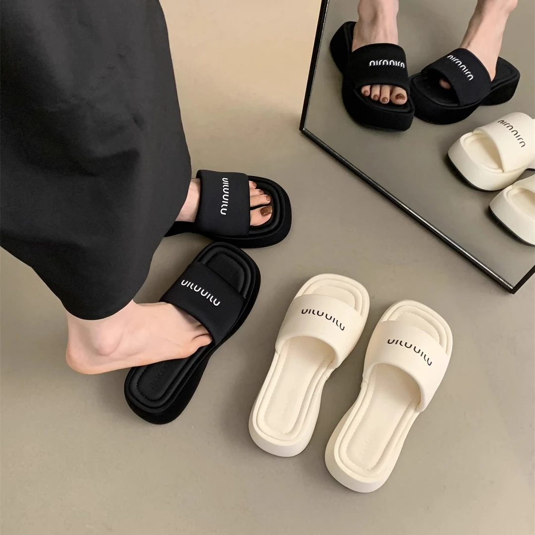 厚底凉拖鞋女款外穿时尚夏季2025新款绝美百搭一字拖休闲沙滩拖鞋
