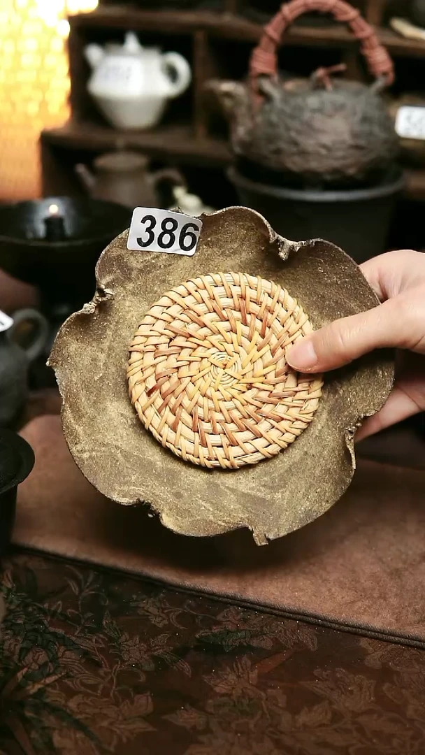 紫砂全手工粉引落叶黄壶承