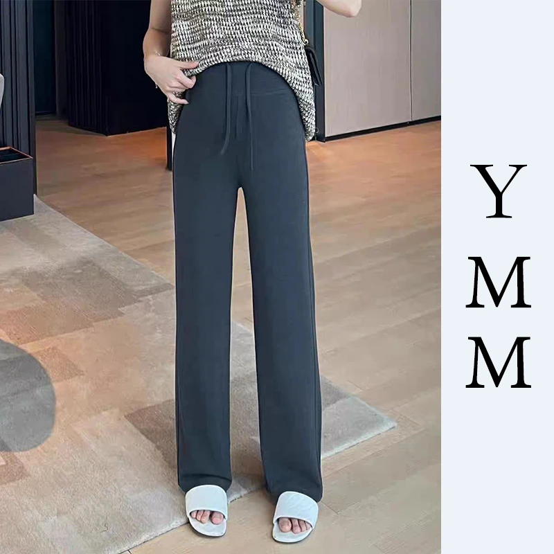 孕妇裤子薄款夏季宽松直筒阔腿裤2025新款孕期高腰抽绳垂感长裤女