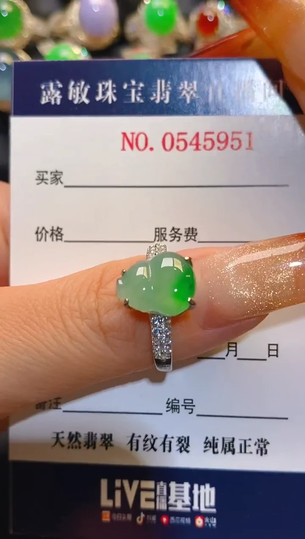 银S925镶嵌翡翠耳饰天然
