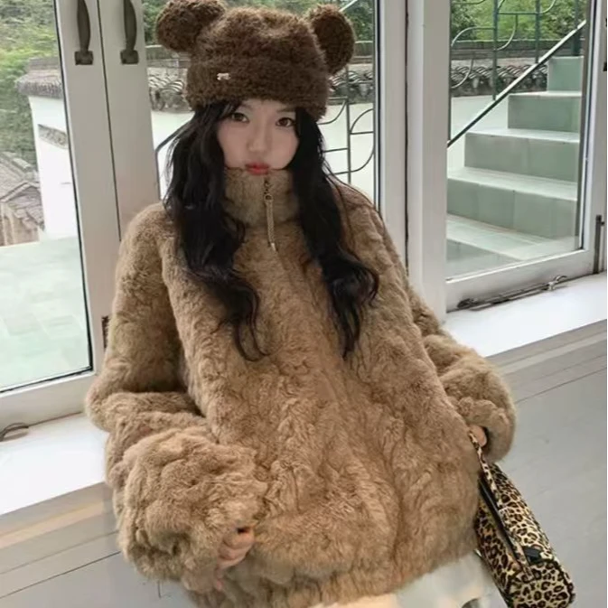 【暮光琥珀】定制拉链毛毛外套皮毛一体冬季加厚保暖外套