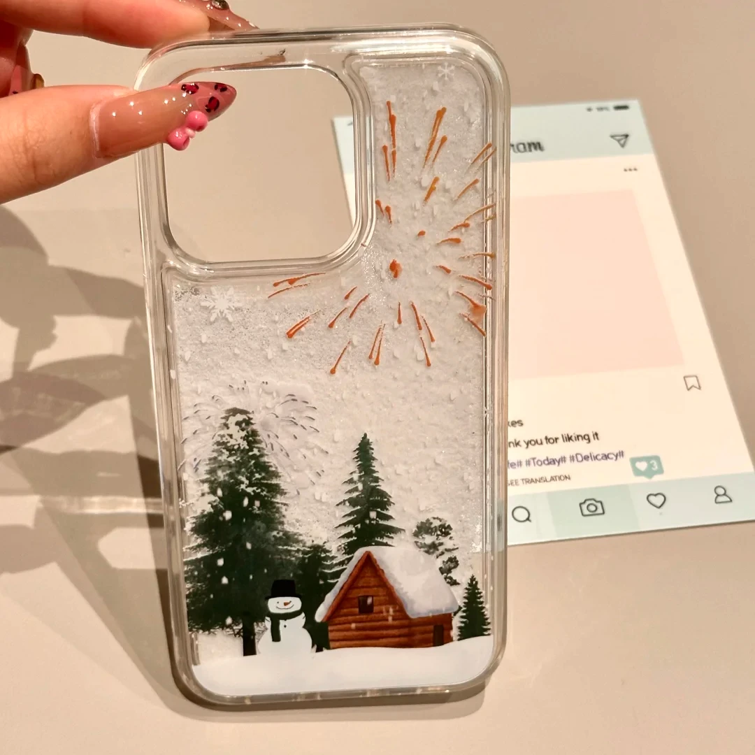 烟花雪人适用苹果17手机壳13/14ProMax卡通iPhone16/INS风17P