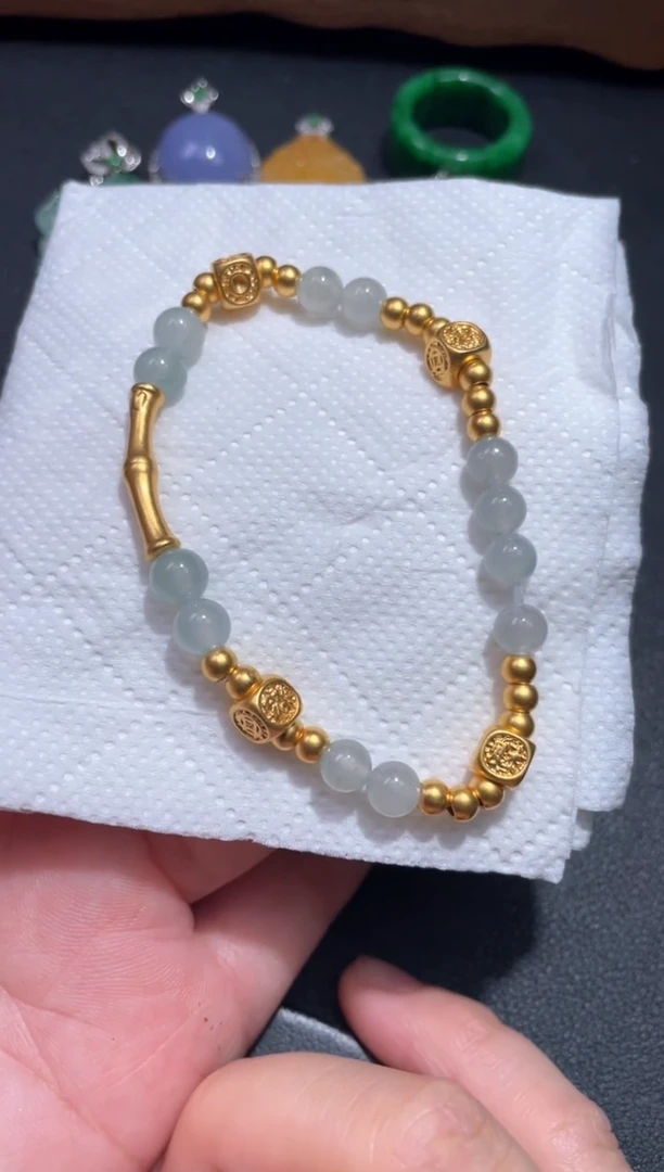 足金镶嵌手链翡翠5
