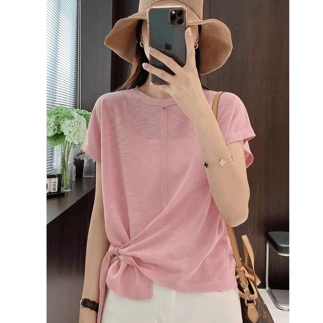 【卡蔻】97046夏季新款飘带短袖（58左右）