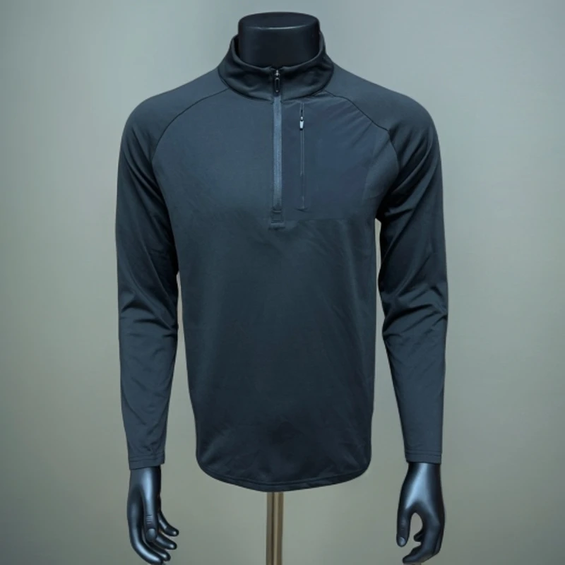 勾秋冬立领半拉链男加绒内里户外保暖运动长袖T恤上衣打底衫