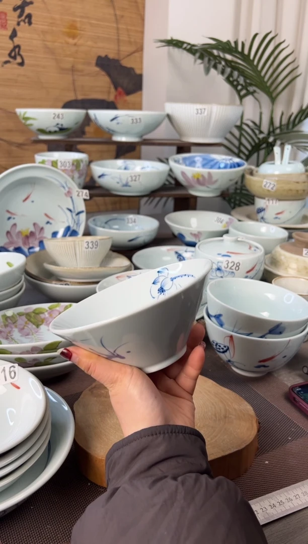 明舟微瑕手绘画鱼6寸斗笠碗（单只装）