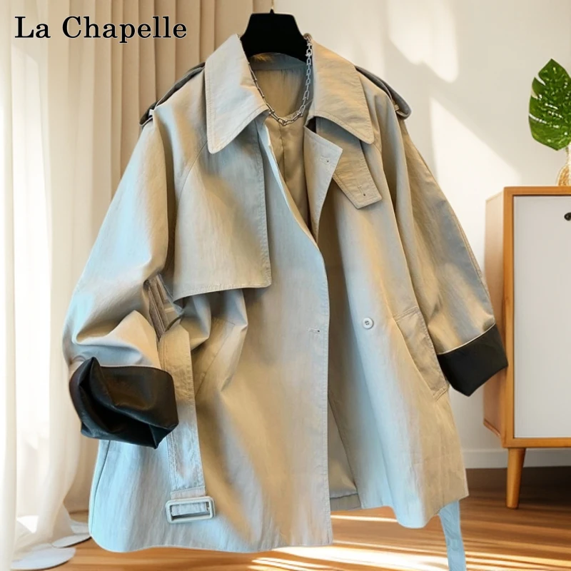 拉夏贝尔秋冬新款高级感经典翻领英伦风气质百搭中长款风衣外套