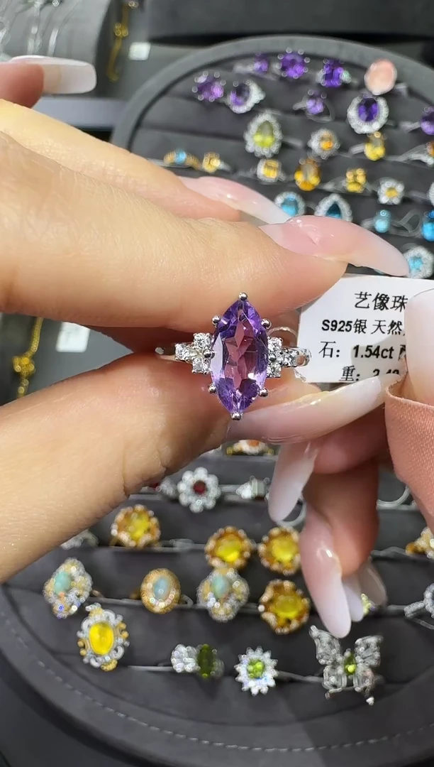 银S925镶嵌戒指水晶1.54ct【七天鉴赏期】