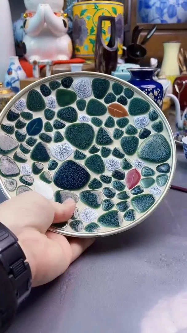 瓷片七宝铜胎圆盘（微瑕）