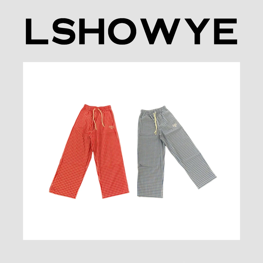 LSHOWYE｜刺绣抽绳格纹休闲裤 2FF205XG