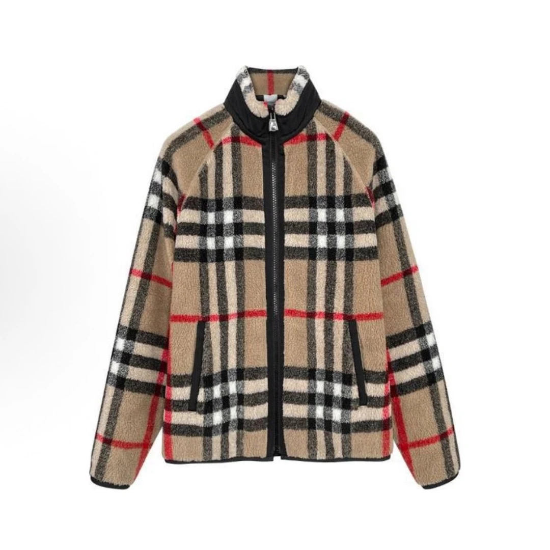Burberry博柏利 格子满印立领长袖棉服 女款 棕色