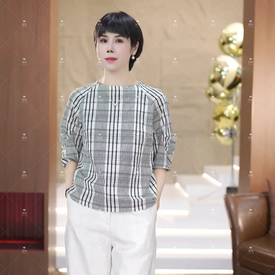 【渲渲推荐】H-F5153夏季时尚休闲格子衬衣
