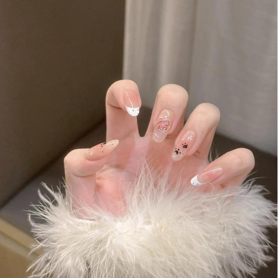 Nice SoSo【比熊小莫】纯手工穿戴甲纯欲手绘腮红波点猫爪冰透ins